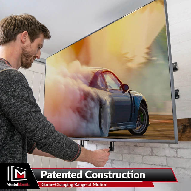 Alt view image 4 of 7 - MM340 Above Fireplace Pull Down TV Mount- Televisions 44" to 80" Up to 90 lbs - Safe Auto-Adjusting TV Mounts - Patented Motion Stops, Handles, Balancing Technology - Superior Steel