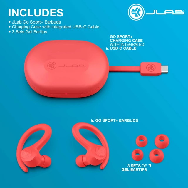 Alt view image 7 of 7 - Go Sport+, True Wireless Workout Earbuds, Bluetooth Sport Earbuds, Clear Calling, Coral