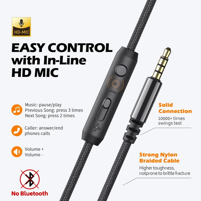 Alt view image 4 of 6 - C8 Kids Wired Headphones with Mic for School, 3.5mm, Black Orange On Ear Headsets and Volume Control Foldable, Corded Computer Chromebook for Boys Girls Teen Classroom Online Learning Travel
