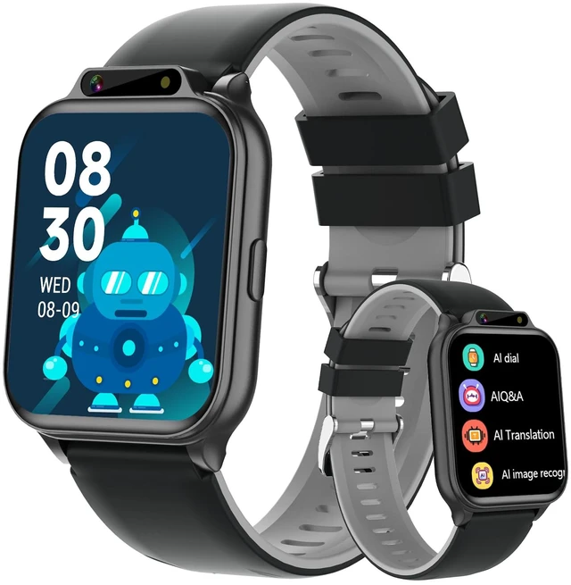 Main image of 1.85" Kids Watch, AI(Translation/Q&A/Watch Face/Image Recognition)Smartwatches with Heart Rate,Sleep Monitor,Video Music Pedometer,NO APP/Phone, Gifts for 3-12 Years old Boys Girls(Built-in AI, Black)