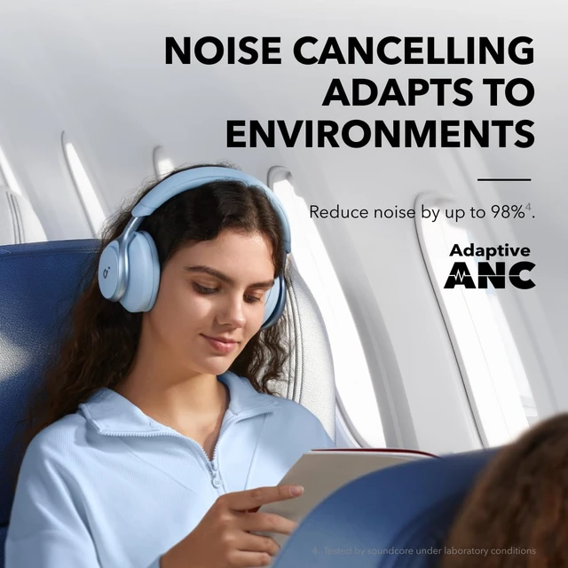 Alt view image 3 of 7 - Anker Space One ANC Over-Ear Headphones, Voice Reduction Active Noise Cancelling, Comfortable Fit, Bluetooth, 40H ANC Playtime, App Control, LDAC Hi-Res, 3 Mics with AI, Travel-Ready
