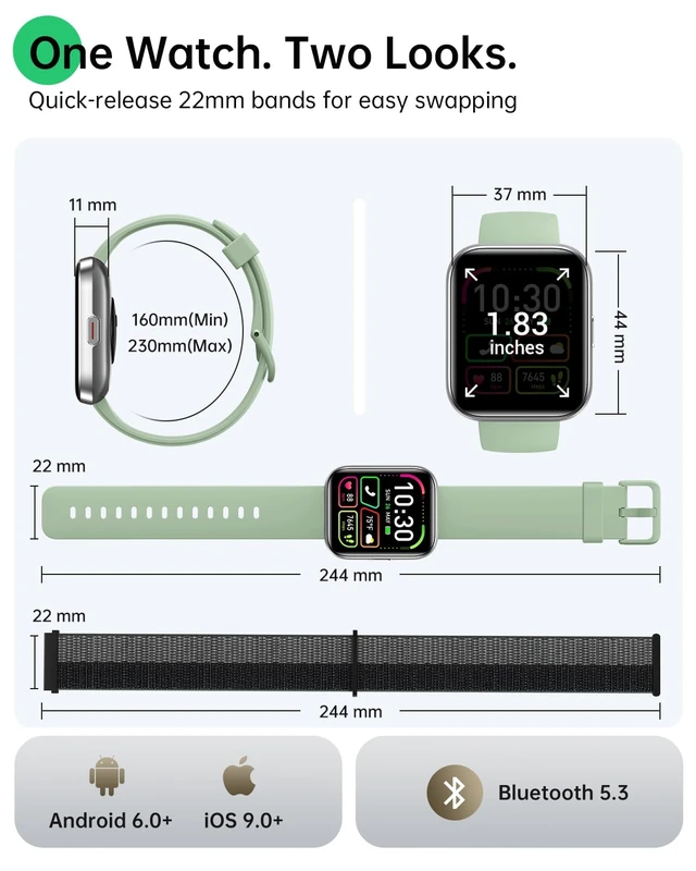 Alt view image 7 of 7 - Smart Watches for Women, 1.83" HD Alexa Smart Watch for Android Phones & iPhones with Calls/Messages/Reminders, 3ATM 120+ Sport Modes Fitness Tracker Watch for Women with Heart Rate/Sleep/SpO2 Monitor