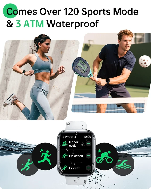 Alt view image 4 of 7 - Smart Watch for Android Phones & iPhones, Fitness Watches for Women Men 120+ Sport Modes Fitness Tracker with Heart Rate/Sleep Monitor, 3ATM Waterproof Waterproof Pedometer Watch, Activity Tracker