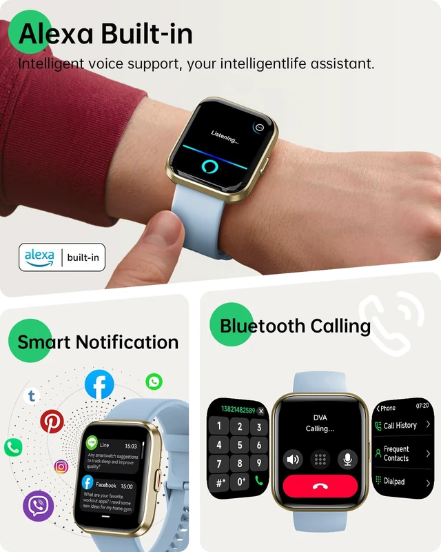 Alt view image 2 of 7 - Smart Watch (Android & iPhones), 1.83" HD Alexa Built-in Smart Wacthes for Women Men With Heart Rate Monitor, Sleep/Step Tracker, 120+ Sport Modes Fitness Watch for Women, IP68 Waterproof Sport Watch