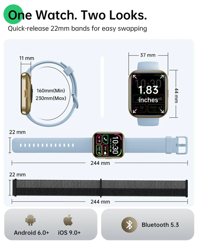Alt view image 7 of 7 - Smart Watch (Android & iPhones), 1.83" HD Alexa Built-in Smart Wacthes for Women Men With Heart Rate Monitor, Sleep/Step Tracker, 120+ Sport Modes Fitness Watch for Women, IP68 Waterproof Sport Watch