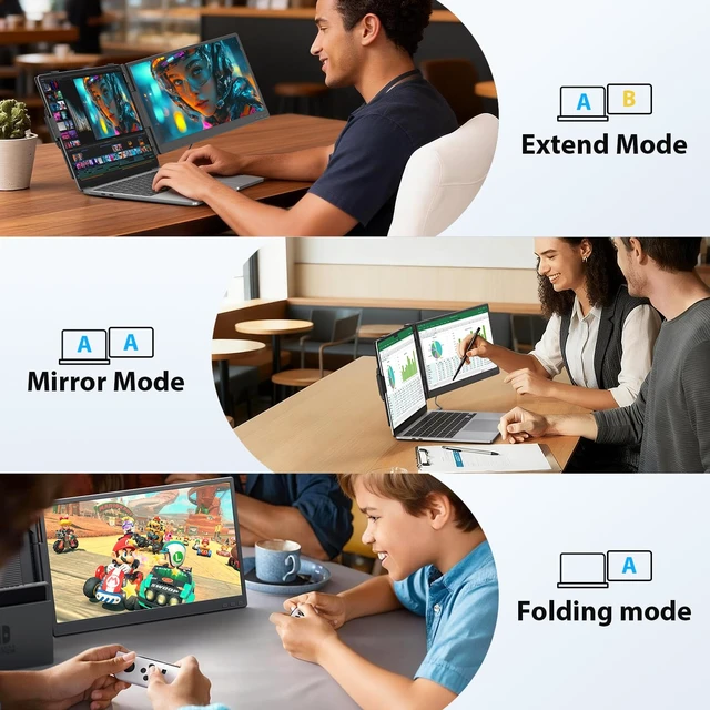 Alt view image 4 of 7 - 14'' Dual Laptop Screen Extender, 1080P FHD Laptop Extended Monitor Portable with Speaker, Plug-Play Second Monitor for 13-16'' Laptops, Work with Mac, Window, Chrome