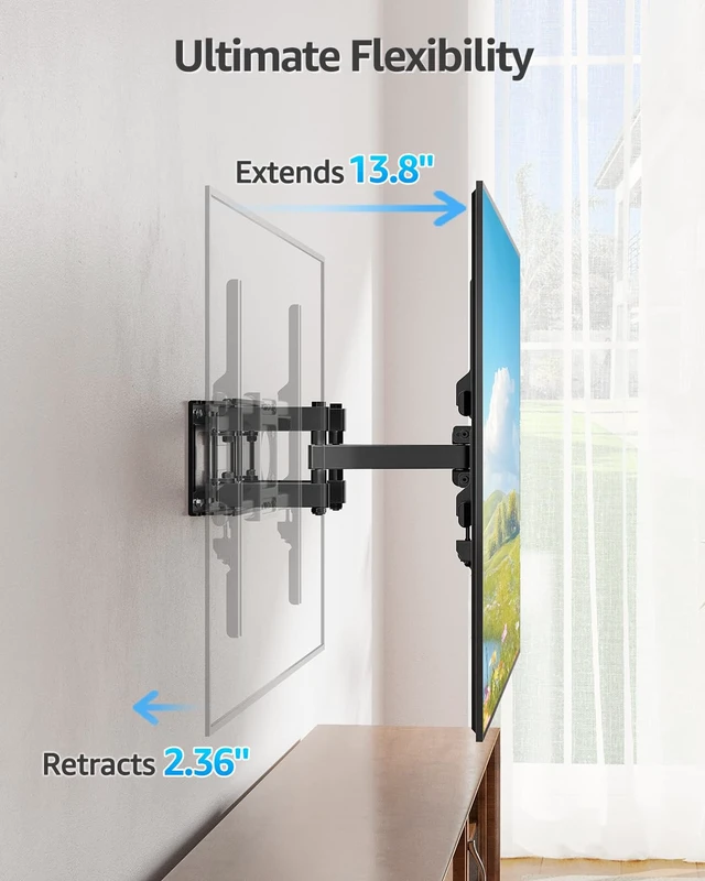 Alt view image 5 of 7 - TV Wall Mount for Most 42-82 inch Flat Screen/LED/4K TVs, Full Motion TV Mount with Swivel and Tilt Articulating Dual Arms, Wall Mount Bracket up to 16 Stud, Max VESA 600X400mm, up to 110lbs