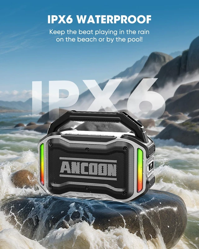 Alt view image 3 of 7 - Speakers Bluetooth Wireless: 80W(Peak) Loud Speaker with Bass, 20H Playtime, IPX6 Waterproof, Large Jobsite Speakers for Work, Outdoor, Workshop, Garage, Portable Speaker with TWS (White)