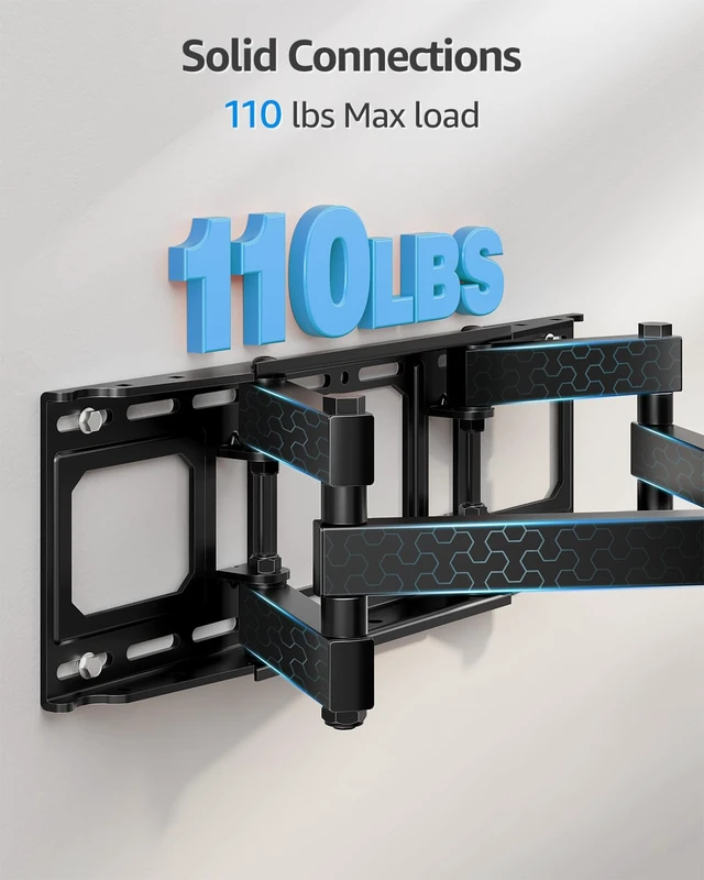 Alt view image 3 of 7 - TV Wall Mount for Most 42-82 inch Flat Screen/LED/4K TVs, Full Motion TV Mount with Swivel and Tilt Articulating Dual Arms, Wall Mount Bracket up to 16 Stud, Max VESA 600X400mm, up to 110lbs