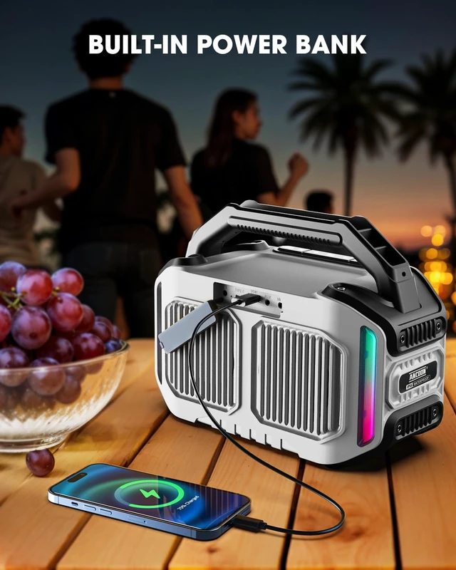Alt view image 7 of 7 - Speakers Bluetooth Wireless: 80W(Peak) Loud Speaker with Bass, 20H Playtime, IPX6 Waterproof, Large Jobsite Speakers for Work, Outdoor, Workshop, Garage, Portable Speaker with TWS (White)