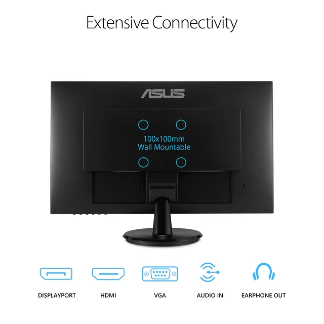 Alt view image 5 of 6 - VA27DQ 27 Inch 1080P Computer Monitor, HDMI, DisplayPort, VGA, Speaker IPS, Full HD, Adaptive-sync/FreeSync, Eye Care, Low Blue Light, Flicker Free, VESA Wall Mount, Frameless, Tilt Adjustable