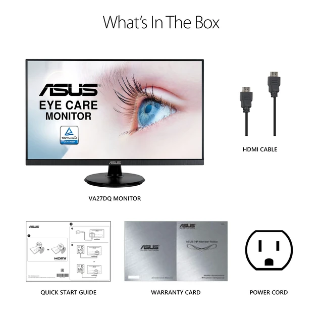 Alt view image 6 of 6 - VA27DQ 27 Inch 1080P Computer Monitor, HDMI, DisplayPort, VGA, Speaker IPS, Full HD, Adaptive-sync/FreeSync, Eye Care, Low Blue Light, Flicker Free, VESA Wall Mount, Frameless, Tilt Adjustable