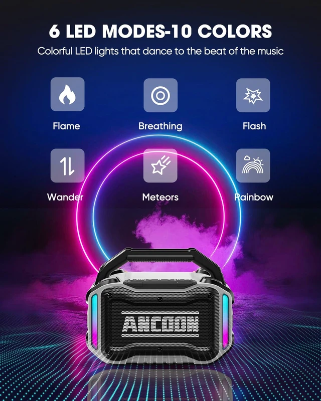 Alt view image 6 of 7 - Speakers Bluetooth Wireless: 80W(Peak) Loud Speaker with Bass, 20H Playtime, IPX6 Waterproof, Large Jobsite Speakers for Work, Outdoor, Workshop, Garage, Portable Speaker with TWS (White)