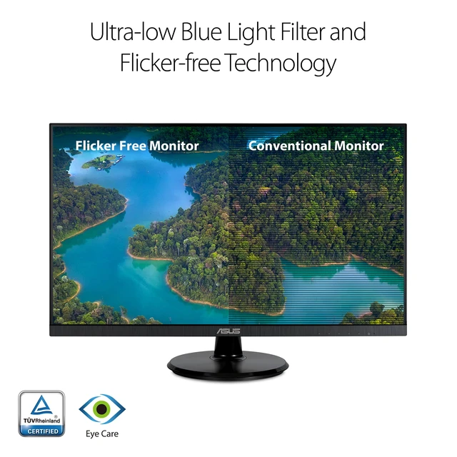 Alt view image 3 of 6 - VA27DQ 27 Inch 1080P Computer Monitor, HDMI, DisplayPort, VGA, Speaker IPS, Full HD, Adaptive-sync/FreeSync, Eye Care, Low Blue Light, Flicker Free, VESA Wall Mount, Frameless, Tilt Adjustable