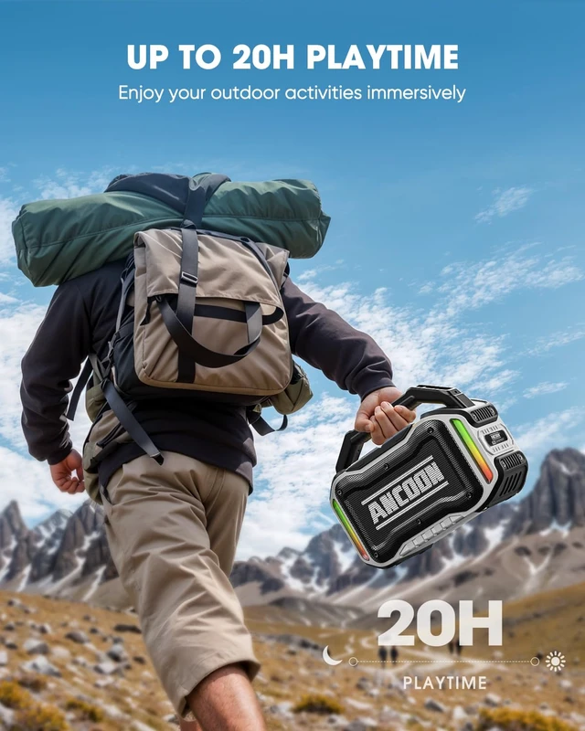 Alt view image 5 of 7 - Speakers Bluetooth Wireless: 80W(Peak) Loud Speaker with Bass, 20H Playtime, IPX6 Waterproof, Large Jobsite Speakers for Work, Outdoor, Workshop, Garage, Portable Speaker with TWS (White)
