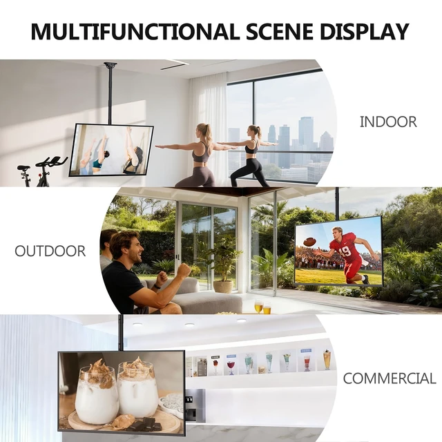 Alt view image 6 of 7 - Long Arm Ceiling TV Mount for 26-65 inch LCD LED 4K TVs, up to 110 lbs Hanging Pole Ceiling Mount TV Bracket, Height Extension 58 inch, Full Motion with Tilt, Swivel, Max VESA 400x400mm (CM2665XL)