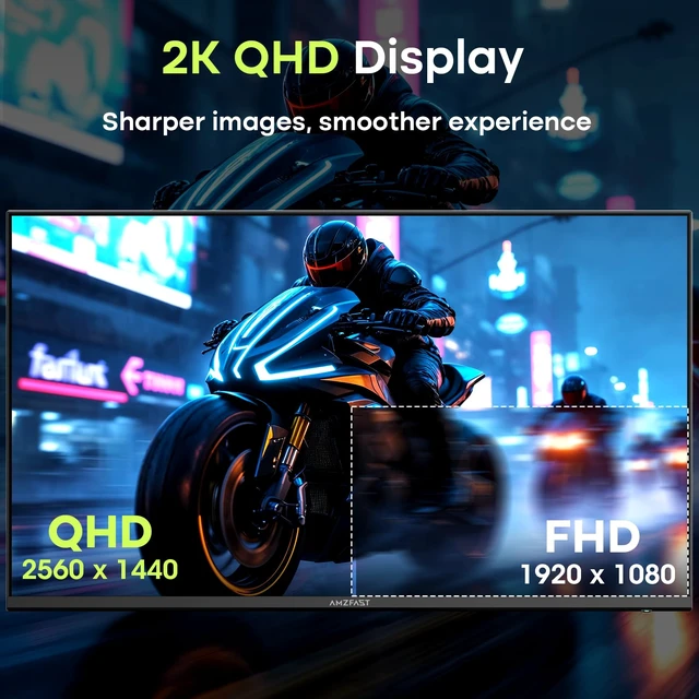 Alt view image 2 of 7 - 27 Inch Gaming Monitor 200Hz WQHD (2560 x 1440) Fast IPS,AMZG27F5Q Built-in Speakers, 1ms G-SYNC Compatible, HDR400, 132% sRGB, 96% DCI-P3, VESA 100x100, HDMI 2.0 x 2 & DP 1.4 x 2