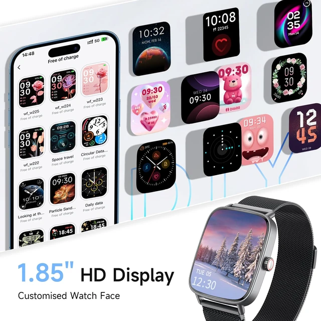 Alt view image 7 of 7 - Smart Watch for Women, 1.85" HD Smartwatch Answer/Make Calls