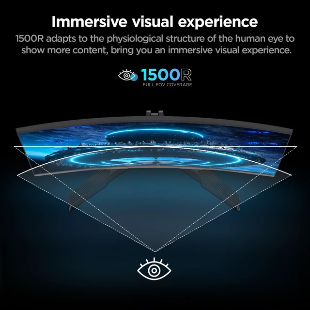 Alt view image 3 of 7 - 24 inch Curved Gaming Monitor 180Hz FHD 1080P, 1ms 1500R Display Adaptive Sync, 99% sRGB, HDMI×2 and DisplayPort, Eye Care, VESA, Tilt, FPS & Console Gaming, Bedroom/Dorm Setup