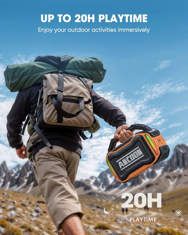 Alt view image 5 of 7 - Speakers Bluetooth Wireless: 80W(Peak) Loud Speaker with Bass, 20H Playtime, IPX6 Waterproof, Large Jobsite Speakers for Work, Outdoor, Workshop, Garage, Portable Speaker with TWS (Orange)