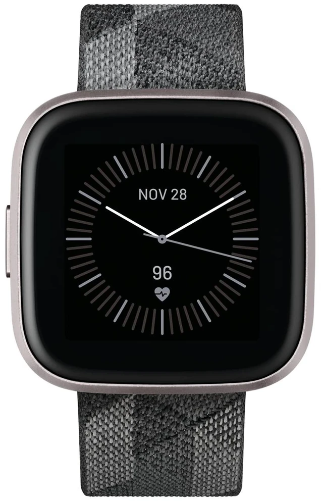 Alt view image 4 of 7 - Versa 2 Special Edition Health and Fitness Smartwatch with Heart Rate, Music, Alexa Built-In, Sleep and Swim Tracking, Smoke Woven/Mist Grey, One Size (S and L Bands Included)