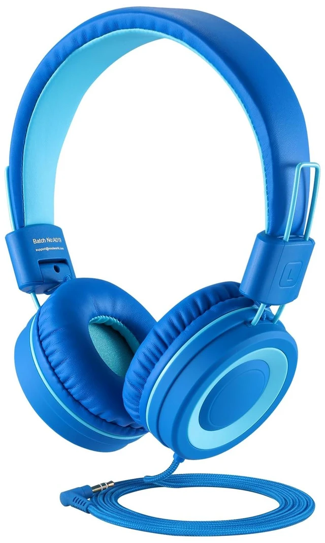 Main image of K11 Kids Headphones Wired 3.5mm Jack Tangle-Free Skyline Blue 5ft Long Cord, Foldable, Plug in On-Ear Headset for iPad, Kindle Fire, Boys, Girls, School, Laptop Travel Plane Tablet