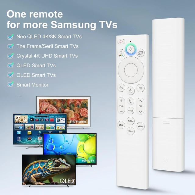 Alt view image 2 of 7 - Universal Replacement Voice Remote Control for Samsung Smart TVs 2019-2026 Voice remote for 2019-2026 Samsung TVs (voice-ready), works QLED/Frame/Serif, replaces BN59-01385, easy pairing, durable ABS