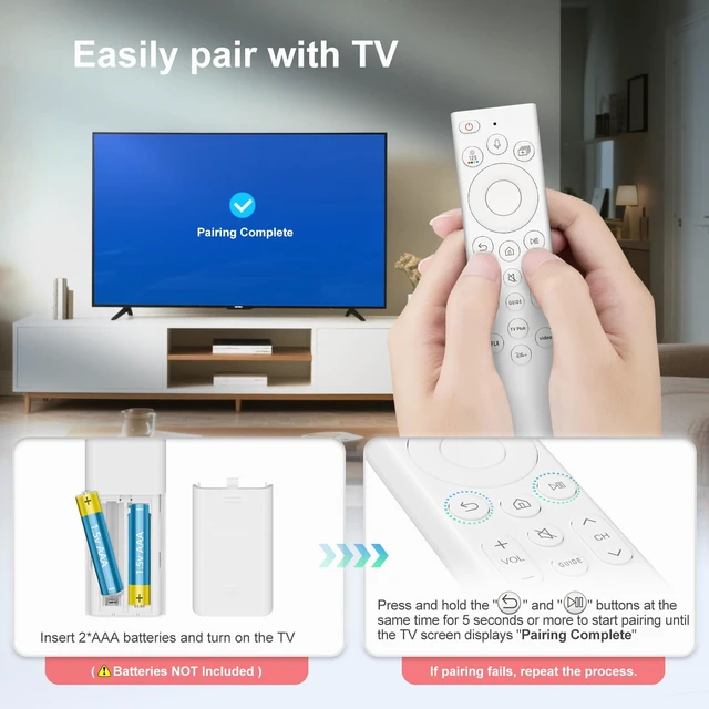 Alt view image 6 of 7 - Universal Replacement Voice Remote Control for Samsung Smart TVs 2019-2026 Voice remote for 2019-2026 Samsung TVs (voice-ready), works QLED/Frame/Serif, replaces BN59-01385, easy pairing, durable ABS
