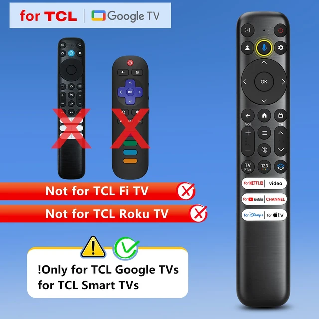 Alt view image 3 of 7 - Voice Remote for TCL Google TV Remote Control Replacement Compatible with TCL QM8/QM7/S5/S4/S3/Q7/Q6/Q5 Smart TVs Voice Enabled, Enhanced Chip for Accurate Recognition
