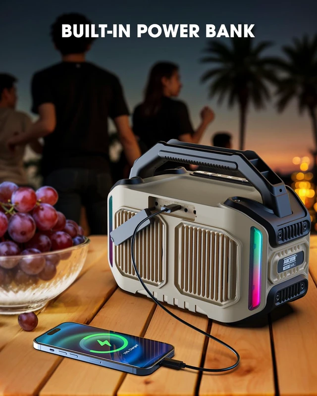Alt view image 7 of 7 - Speakers Bluetooth Wireless: 80W(Peak) Loud Speaker with Bass, 20H Playtime, IPX6 Waterproof, Large Jobsite Speakers for Work, Outdoor, Workshop, Garage, Portable Speaker with TWS (Desert)