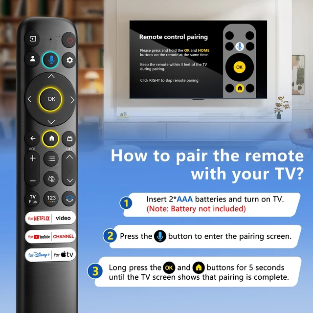 Alt view image 4 of 7 - Voice Remote for TCL Google TV Remote Control Replacement Compatible with TCL QM8/QM7/S5/S4/S3/Q7/Q6/Q5 Smart TVs Voice Enabled, Enhanced Chip for Accurate Recognition