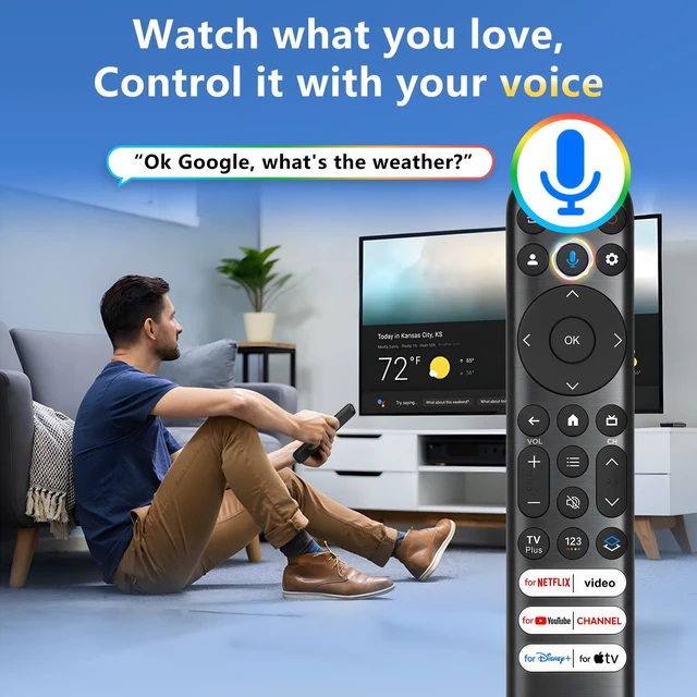 Alt view image 6 of 7 - Voice Remote for TCL Google TV Remote Control Replacement Compatible with TCL QM8/QM7/S5/S4/S3/Q7/Q6/Q5 Smart TVs Voice Enabled, Enhanced Chip for Accurate Recognition