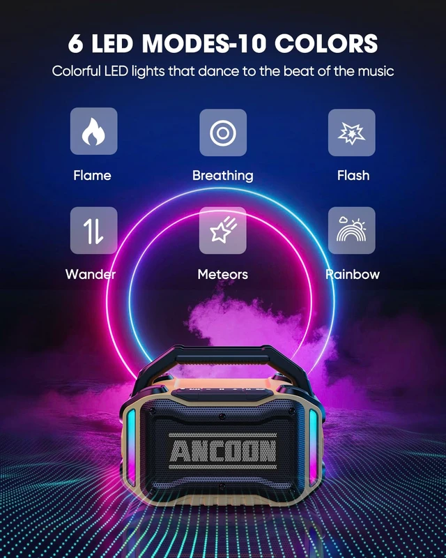 Alt view image 6 of 7 - Speakers Bluetooth Wireless: 80W(Peak) Loud Speaker with Bass, 20H Playtime, IPX6 Waterproof, Large Jobsite Speakers for Work, Outdoor, Workshop, Garage, Portable Speaker with TWS (Desert)
