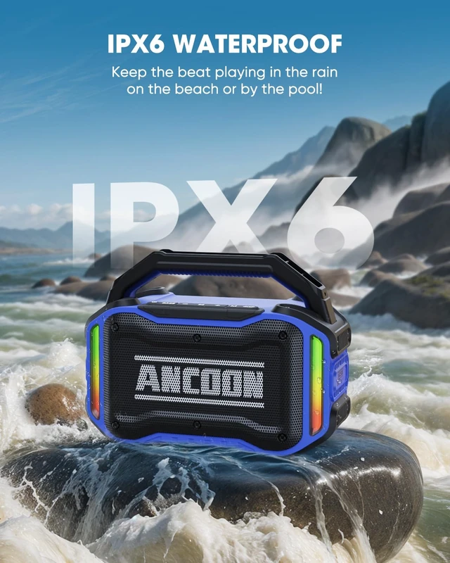 Alt view image 3 of 7 - Speakers Bluetooth Wireless: 80W(Peak) Loud Speaker with Bass, 20H Playtime, IPX6 Waterproof, Large Jobsite Speakers for Work, Outdoor, Workshop, Garage, Portable Speaker with TWS (Blue)