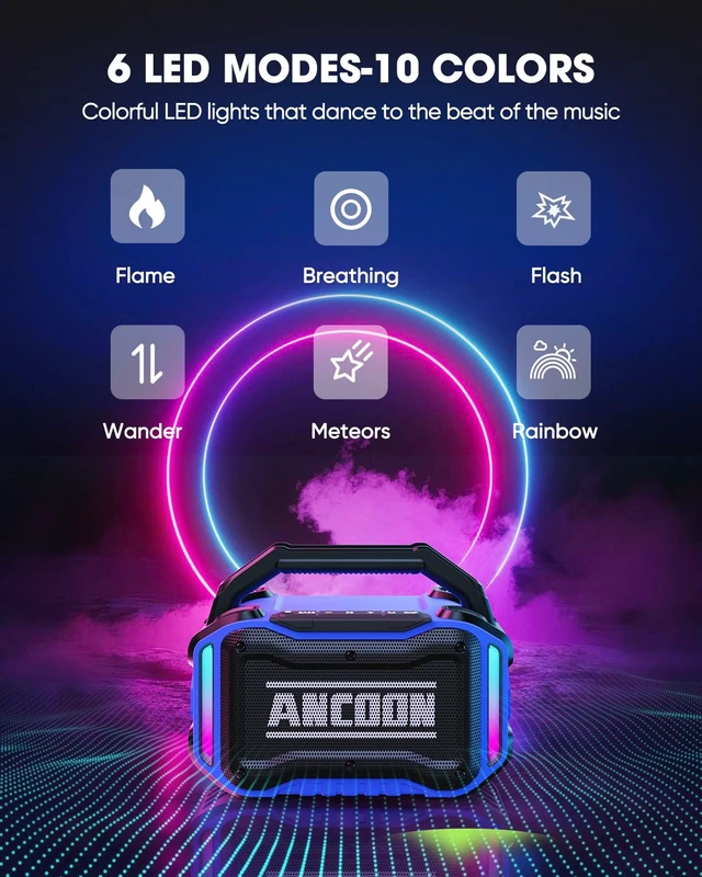 Alt view image 6 of 7 - Speakers Bluetooth Wireless: 80W(Peak) Loud Speaker with Bass, 20H Playtime, IPX6 Waterproof, Large Jobsite Speakers for Work, Outdoor, Workshop, Garage, Portable Speaker with TWS (Blue)