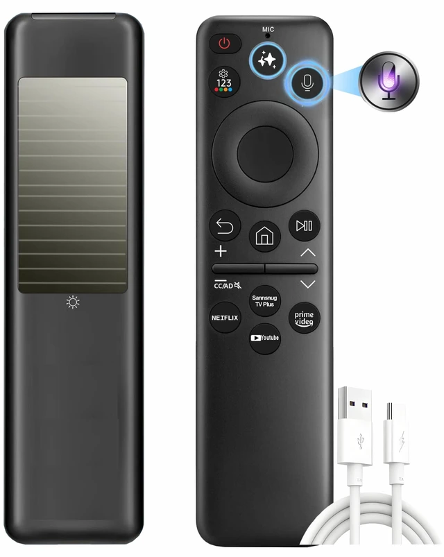 Main image of Replacement Solarcell Remote for Samsung Smart TV Remote w/AI YouTube Rechargeable, Solar Powered, Self-Charging, Voice Control, Bluetooth, 2026-2020, VG-TM2560EN, TM2360