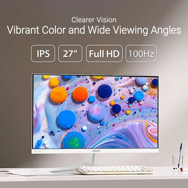 Alt view image 3 of 7 - VU279HFI-W 27 Inch 1080P FHD IPS Computer Monitor, HDMI, White Full HD, IPS, 100Hz, SmoothMotion, Adaptive Sync, Nano-ion, Eye Care Plus, Blue Light Filter, Flicker Free, VESA Wall Mount