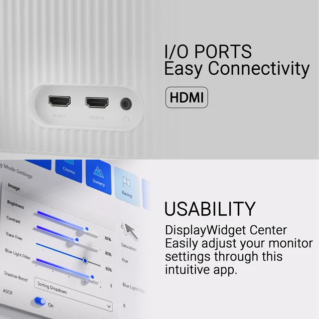 Alt view image 7 of 7 - VU279HFI-W 27 Inch 1080P FHD IPS Computer Monitor, HDMI, White Full HD, IPS, 100Hz, SmoothMotion, Adaptive Sync, Nano-ion, Eye Care Plus, Blue Light Filter, Flicker Free, VESA Wall Mount