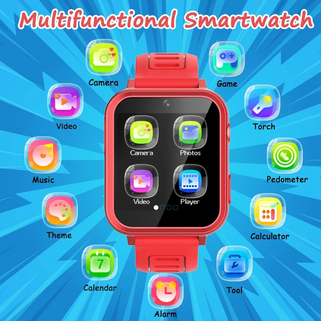 Alt view image 2 of 7 - Smart Watch for Kids - Kids Smart Watch Girls Boys Gifts for 4-12 Years Old with 24 Games Camera Video Music Player Flashlight Alarm Clock Pedometer Birthday for Boys Girls Age 6 7 8 9