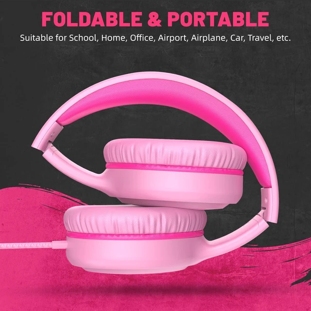 Alt view image 5 of 7 - U2 5Pcs Wired Headphones for Kids for School Boys Girls w/ 3.5mm Foldable Lightweight Corded Head Phones On-Ear Compatible with Chromebooks Laptop Phones for Youth Purple Green Pink Blue Red