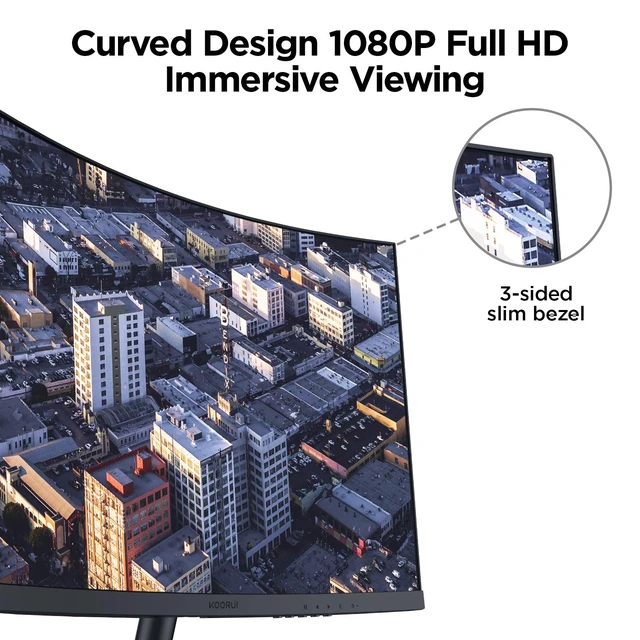 Alt view image 7 of 7 - 24 inch Curved Computer Monitor, FHD 100Hz VA 1500R PC Screen Adaptive Sync, 99% sRGB, HDMI/VGA, Eye Care TÜV Rheinland Certified, Tilt Adjustable, Home Office, Study and Everyday Use