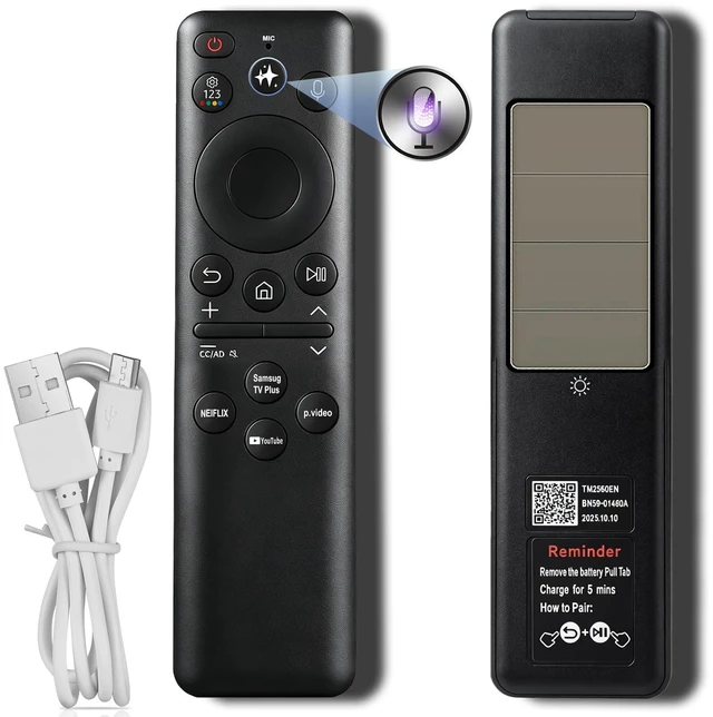 Main image of for Samsung-Smart-TV-Remote-Replacement, BN59-01480A, Solar & Type-C Rechargeable, Voice & AI Control, Compatible with 2025-2026 Samsung Smart TVs