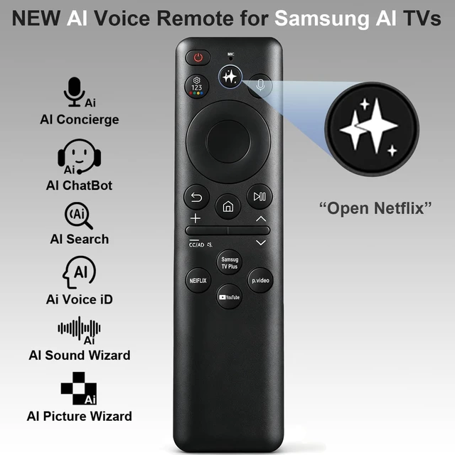 Alt view image 6 of 7 - for Samsung-Smart-TV-Remote-Replacement, BN59-01480A, Solar & Type-C Rechargeable, Voice & AI Control, Compatible with 2025-2026 Samsung Smart TVs