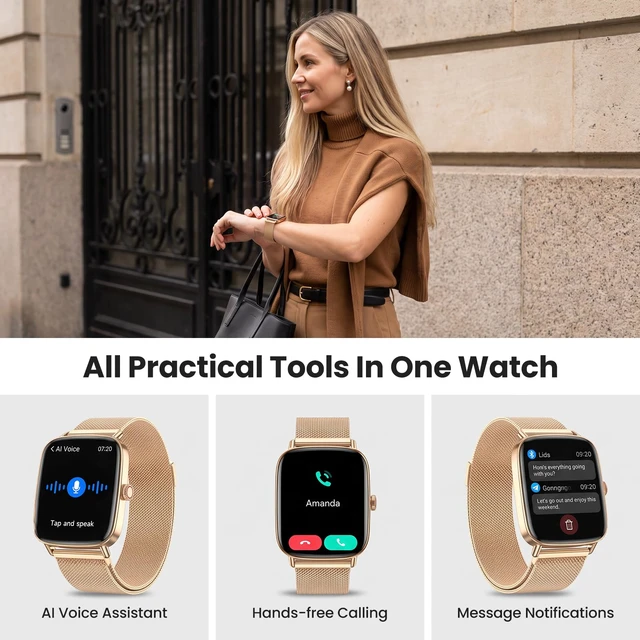 Alt view image 2 of 7 - Smart Watch for Women, Health and Fitness Watch for iPhone/Android, Make Call and Message Notice, 24/7 Heart Rate/Sleep/SpO2 Tracker, 1.85" HD Smartwatch with 120 Sport Modes, IP68 Waterproof