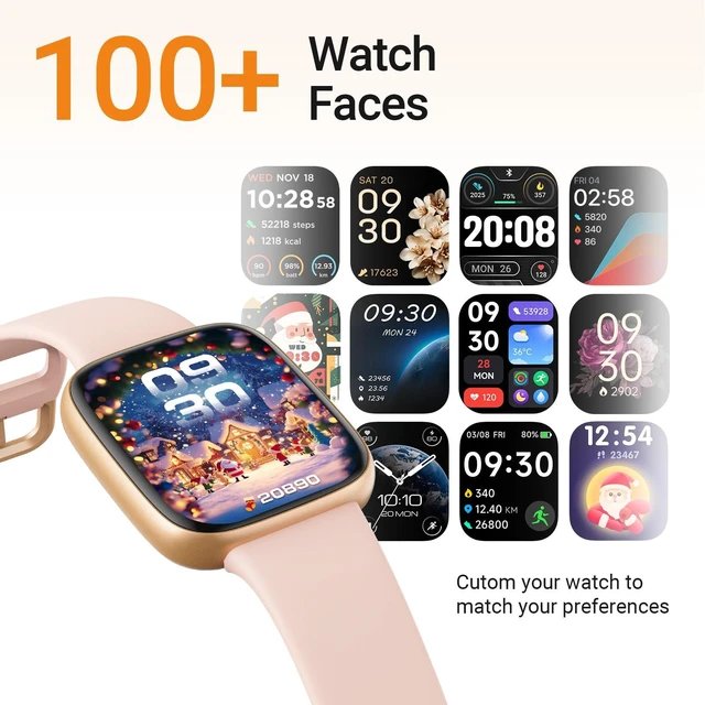 Alt view image 3 of 7 - Smart Watch for Women(Make/Answer Call), 1.85" Ultra-HD Display Fitness Tracker with Heart Rate/Sleep/SpO Monitor, 110+ Sports Modes, 3ATM Waterproof Smartwatch for Android/iPhone, 2 Bands