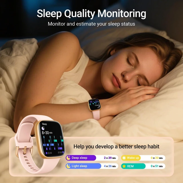Alt view image 6 of 7 - Smart Watch for Women(Make/Answer Call), 1.85" Ultra-HD Display Fitness Tracker with Heart Rate/Sleep/SpO Monitor, 110+ Sports Modes, 3ATM Waterproof Smartwatch for Android/iPhone, 2 Bands