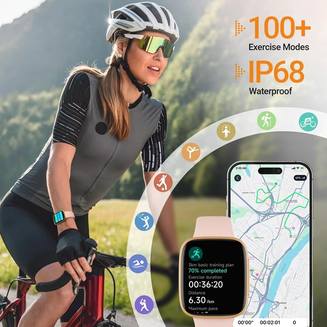 Alt view image 7 of 7 - Smart Watch for Women(Make/Answer Call), 1.85" Ultra-HD Display Fitness Tracker with Heart Rate/Sleep/SpO Monitor, 110+ Sports Modes, 3ATM Waterproof Smartwatch for Android/iPhone, 2 Bands