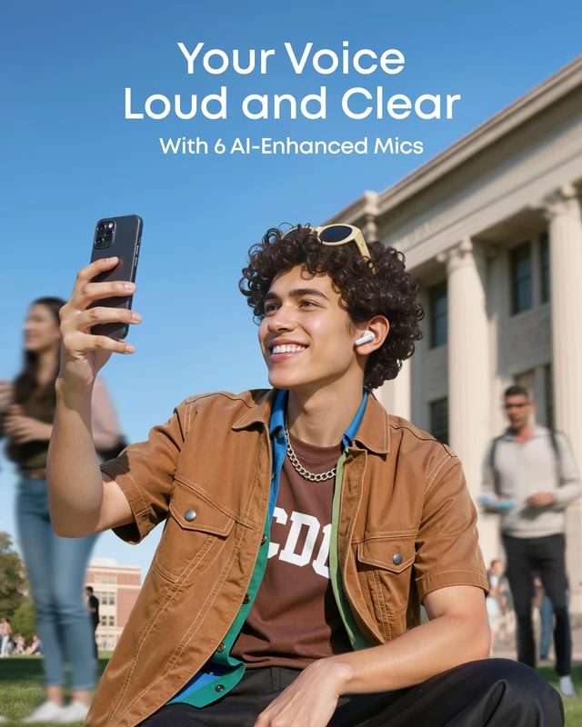 Alt view image 5 of 6 - P31i by Anker Translation Earbuds with Real-Time Adaptive ANC Real-Time Adaptive Noise Cancelling, Hi-Res Sound, Translation Earbuds, 50H Playtime, Spatial Audio, Fast Charging, IP55