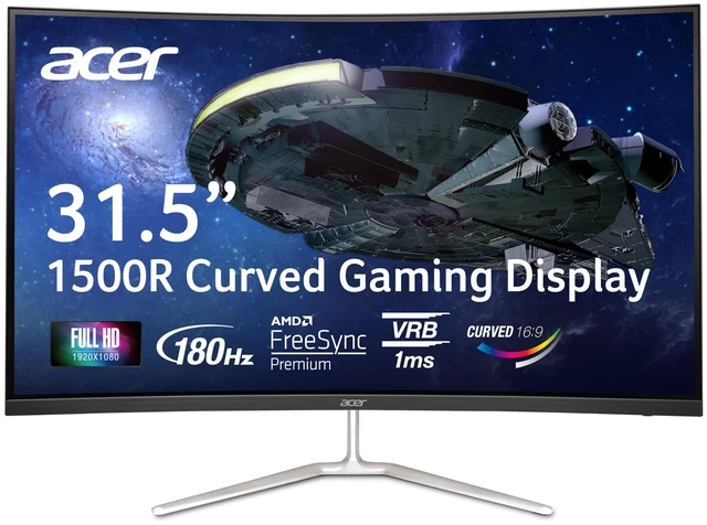 Main image of Nitro 31.5in FHD 1920x1080 Curved 180Hz Gaming Monitor EDA320Q Pbiipx 1ms, AMD FreeSync Premium, 2xHDMI, DisplayPort, 1500R Curve, VESA Mountable, Bluelight Filter, Flickerless Technology