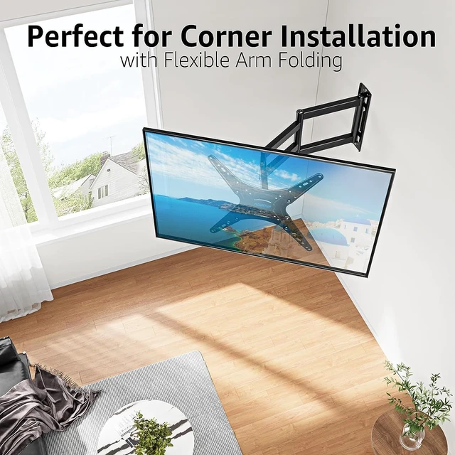 Alt view image 5 of 7 - Corner TV Wall Mount for Most 26-65 Inch TVs, Long Arm TV Mount with 30 Inch Extension Arm, Smooth Swivel Tilt Single Stud Full Motion Bracket Max VESA 400x400mm, 77 lbs Heavy Duty, MU0057